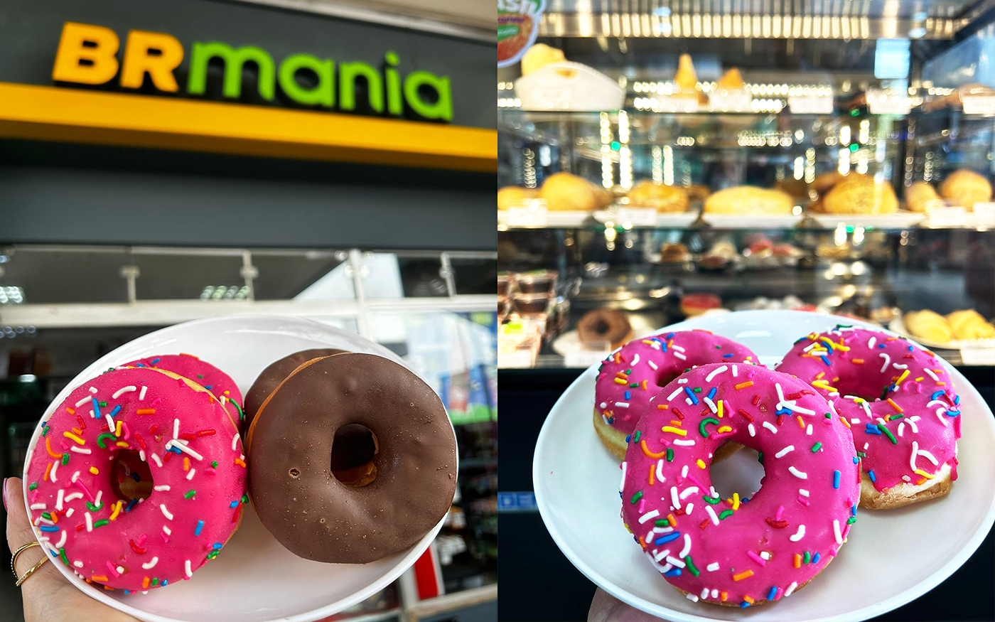 Na loja de conveniência, além de salgados e bebidas, você encontra deliciosos donuts